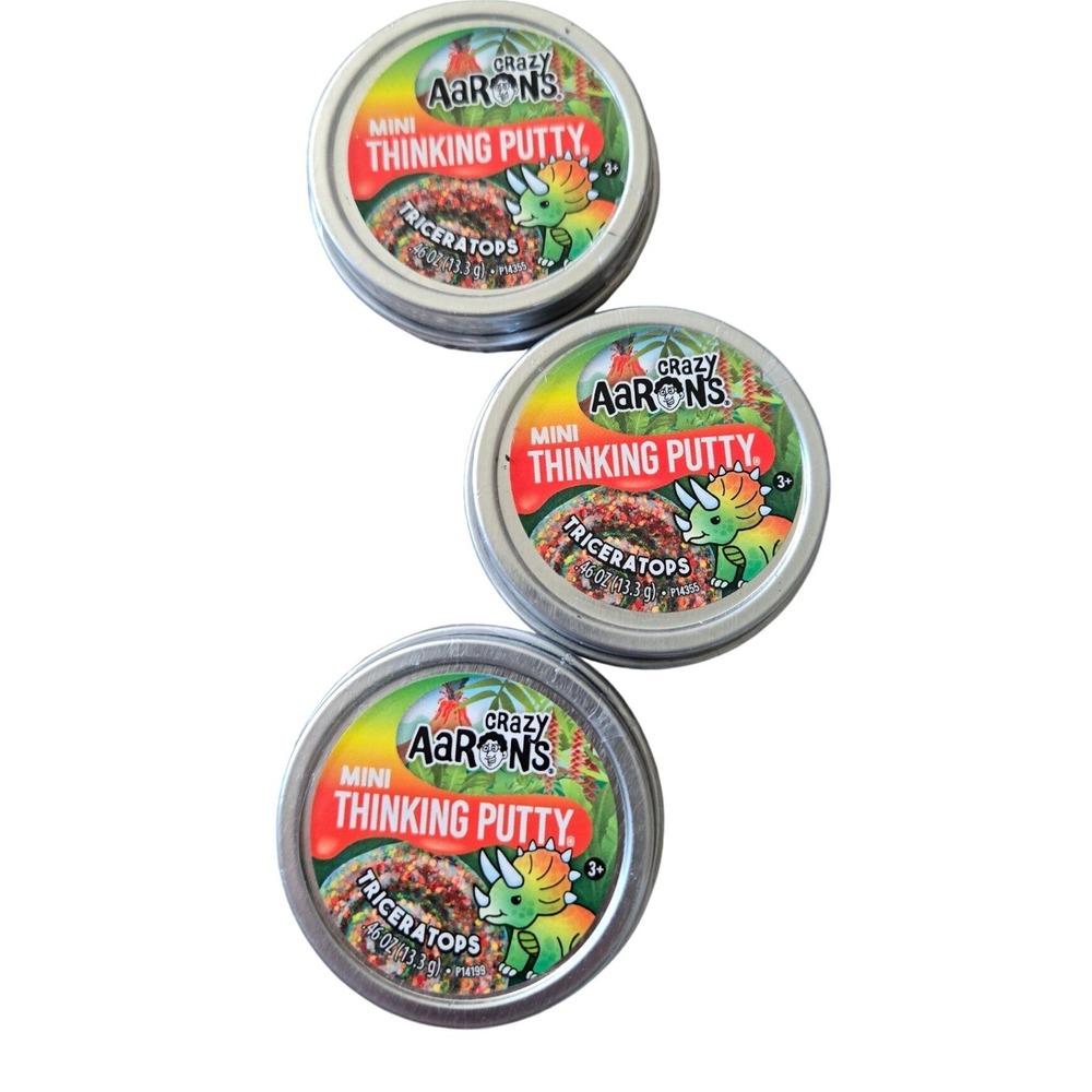 Crazy Aaron Mini‎ Thinking Putty Kids 0.46oz Multi Triceratops 3 Pack TS003 Seal